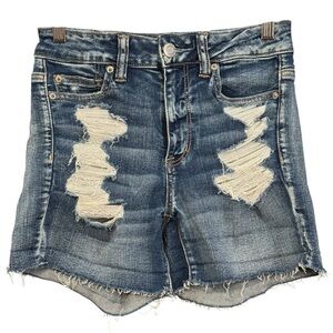 American Eagle Hi-Rise Shortie Shorts Size 4 NE(X)T Level Stretch Distressed